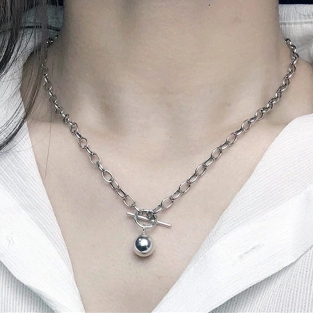 NEW TOGGLE 925 STERLING SILVER LINK NECKLACE